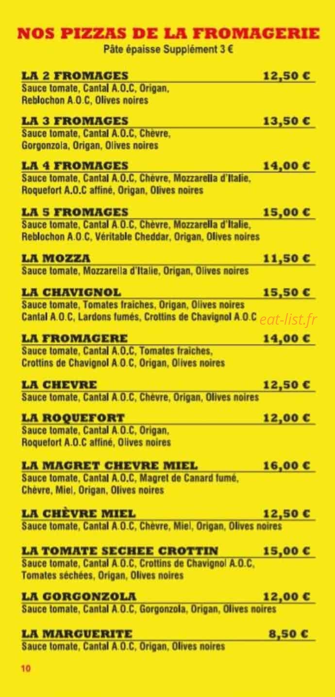 Euro Pizza — carte page 10