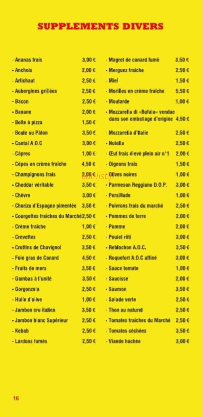 Euro Pizza — carte page 16