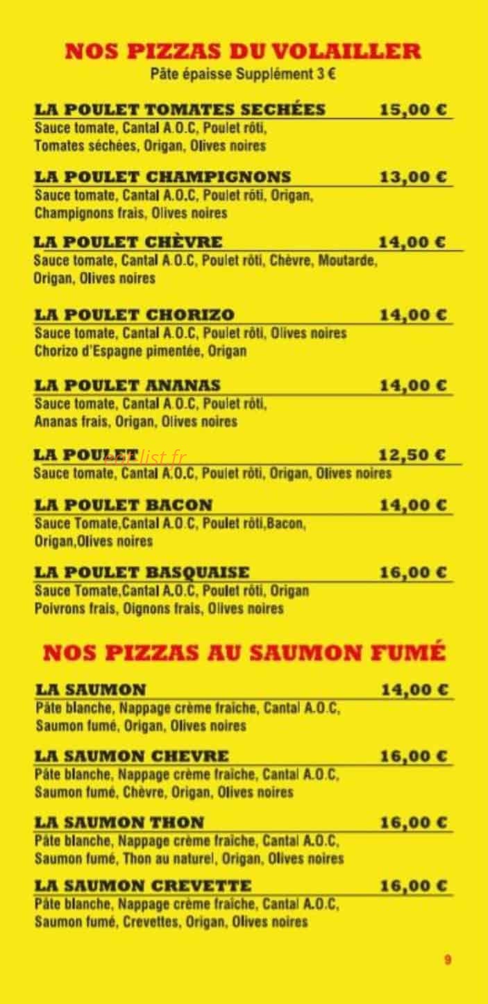 Euro Pizza — carte page 9