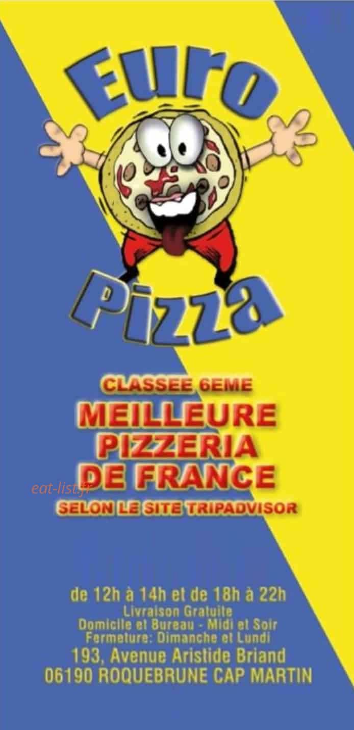 Euro Pizza — carte page 1