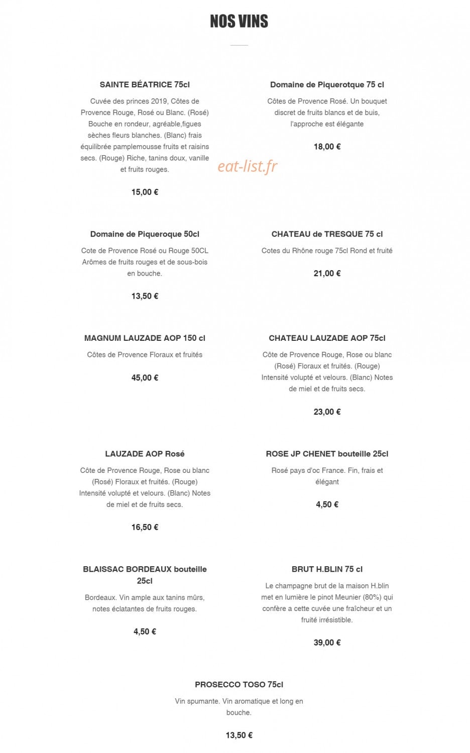 Le Delizie — carte page 9
