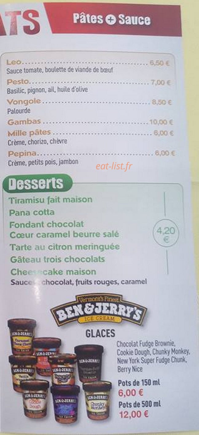 Le Mille Pâtes — carte page 3