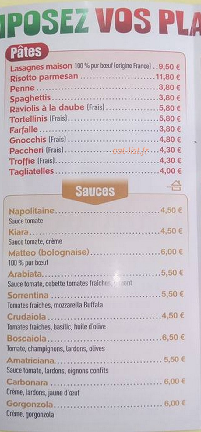 Le Mille Pâtes — carte page 2