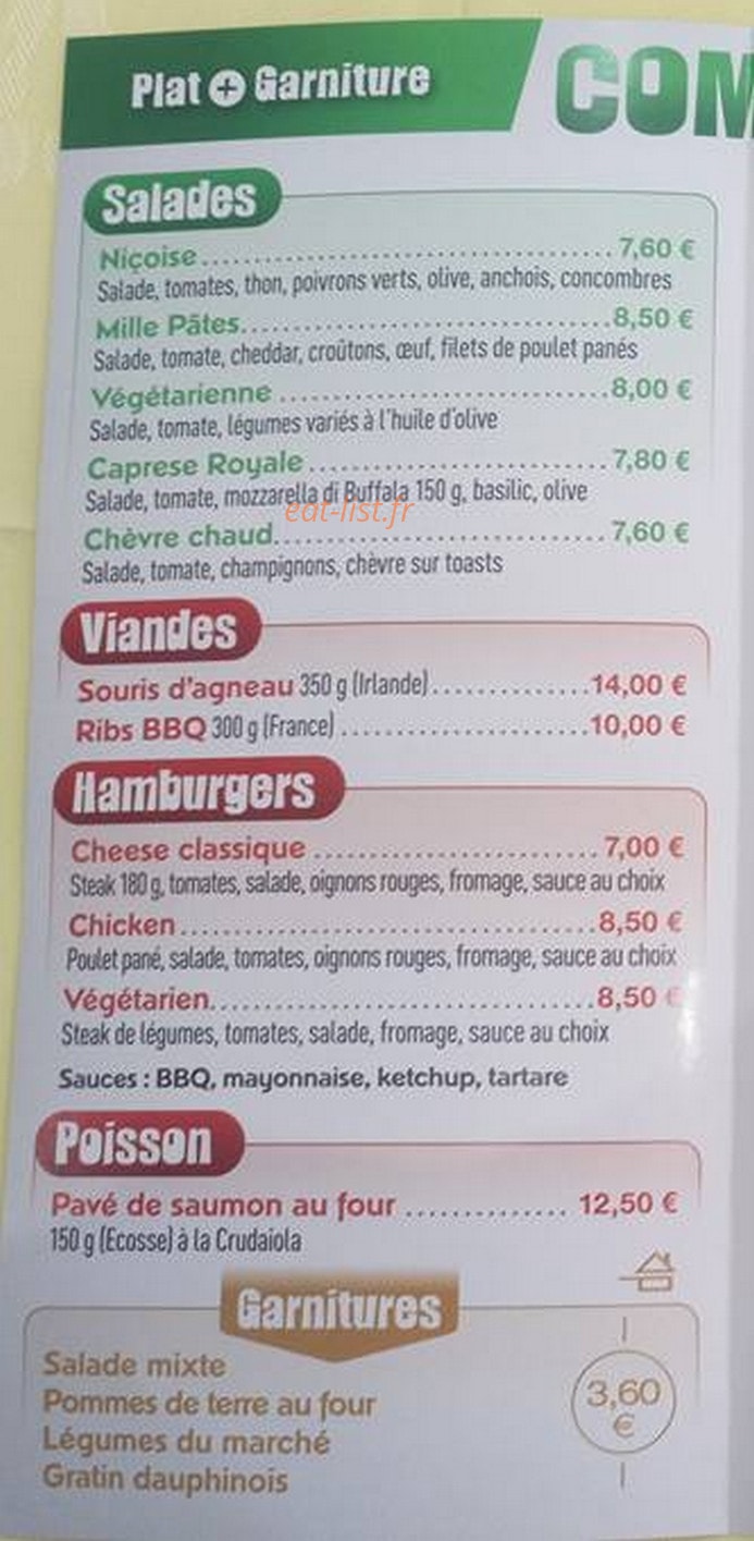 Le Mille Pâtes — carte page 1