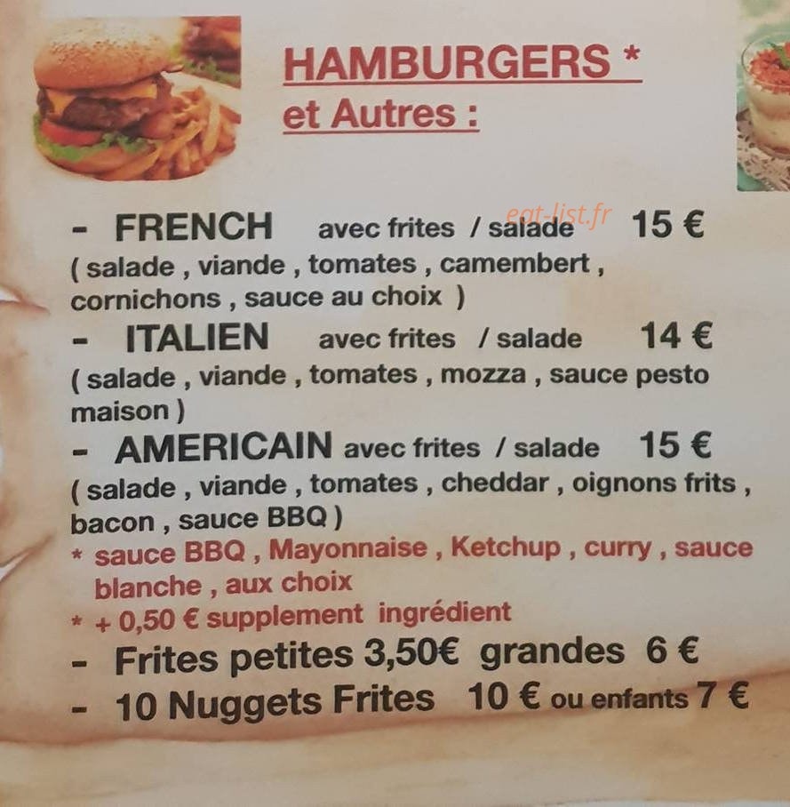 Mel's pub — carte page 1