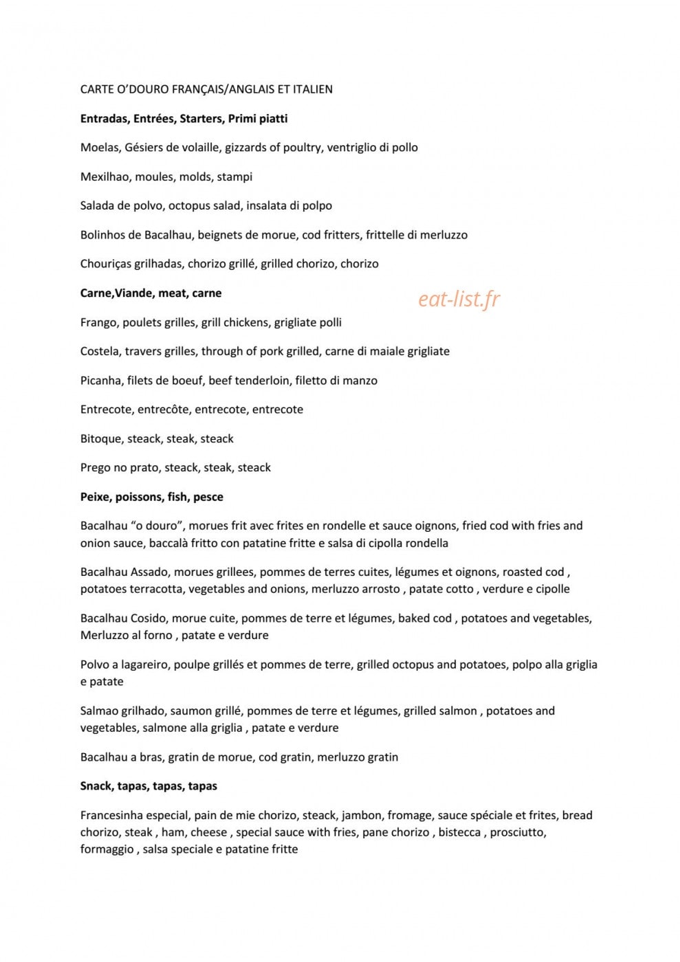 O'douro — carte page 1
