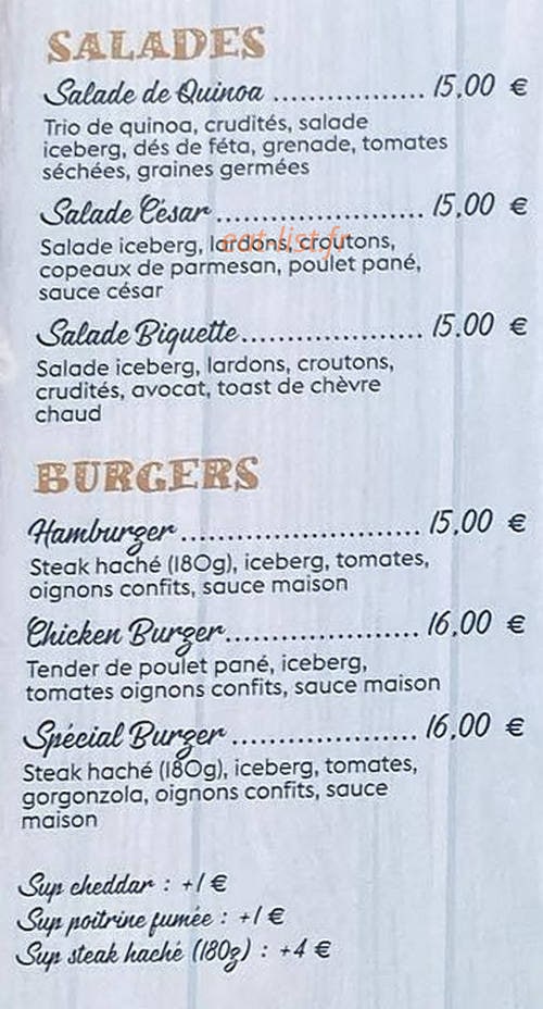 Park Café — carte page 1