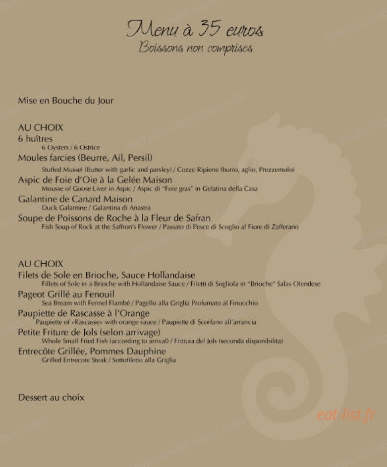 Restaurant L'Hippocampe — carte page 3