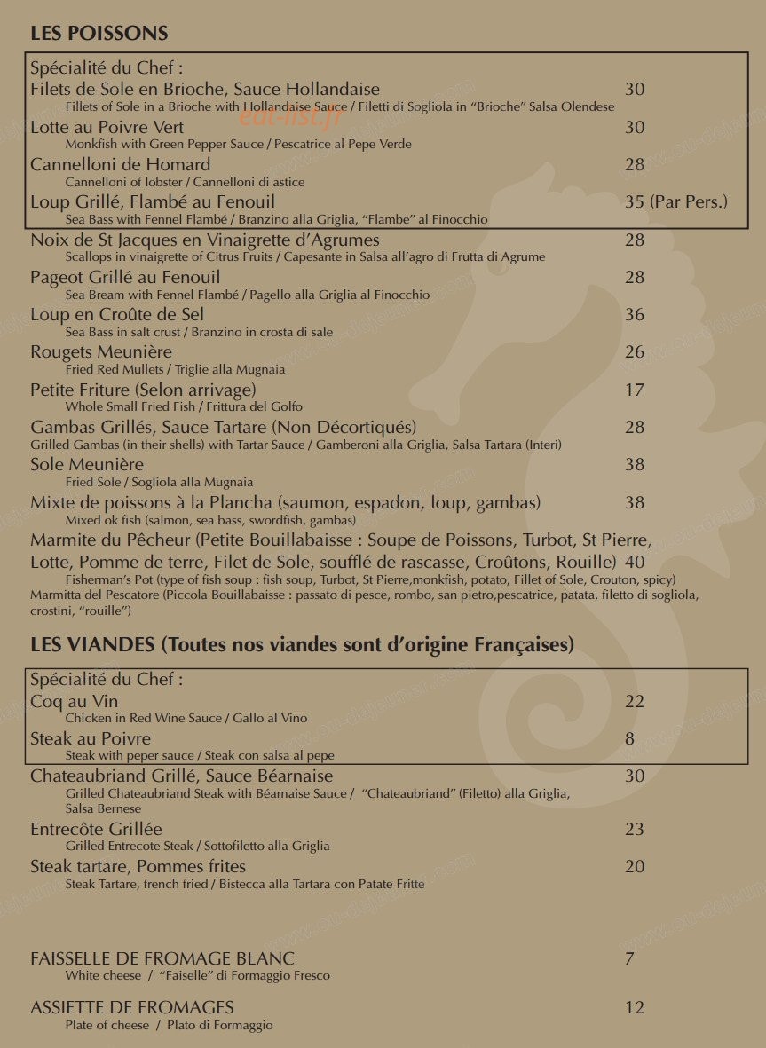 Restaurant L'Hippocampe — carte page 6