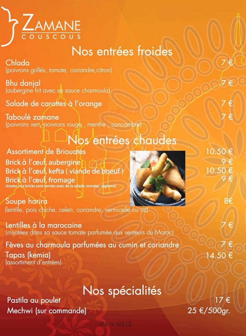 Restaurant Zamane Couscous — carte page 2