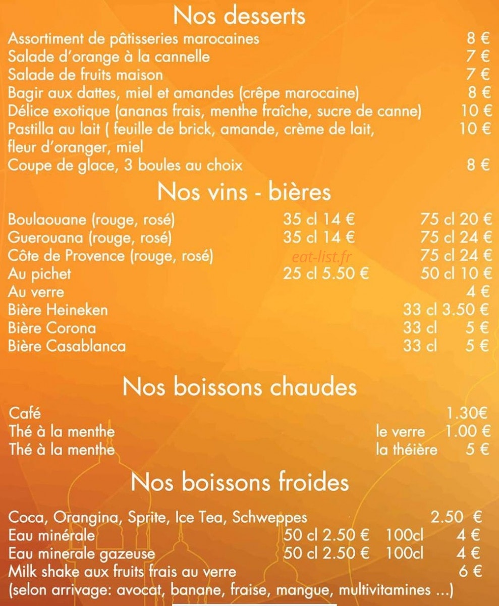 Restaurant Zamane Couscous — carte page 4