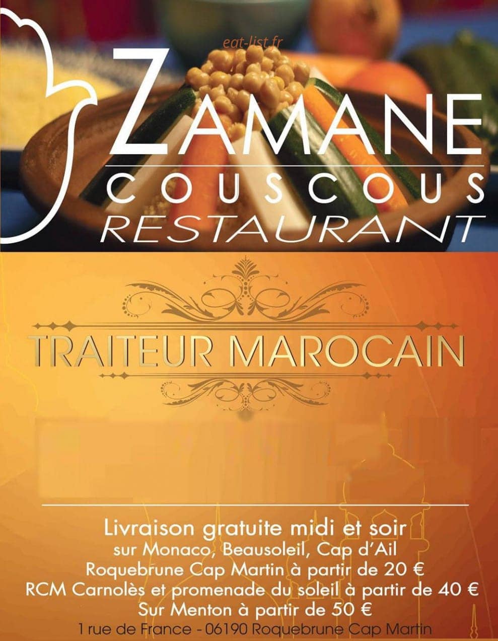 Restaurant Zamane Couscous — carte page 1