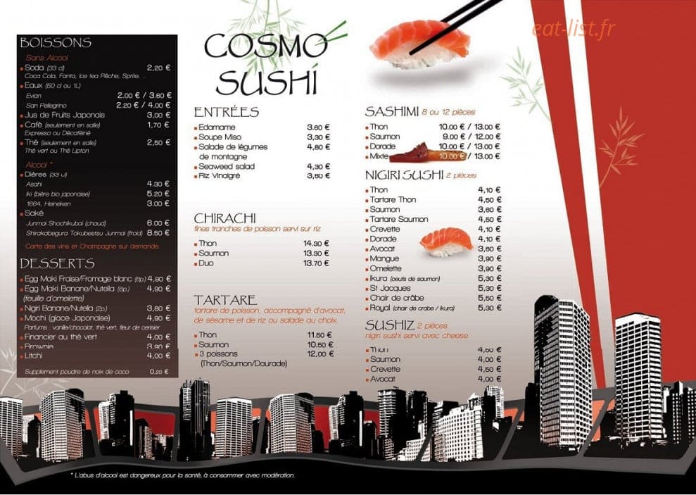 Cosmo Sushi — carte page 2