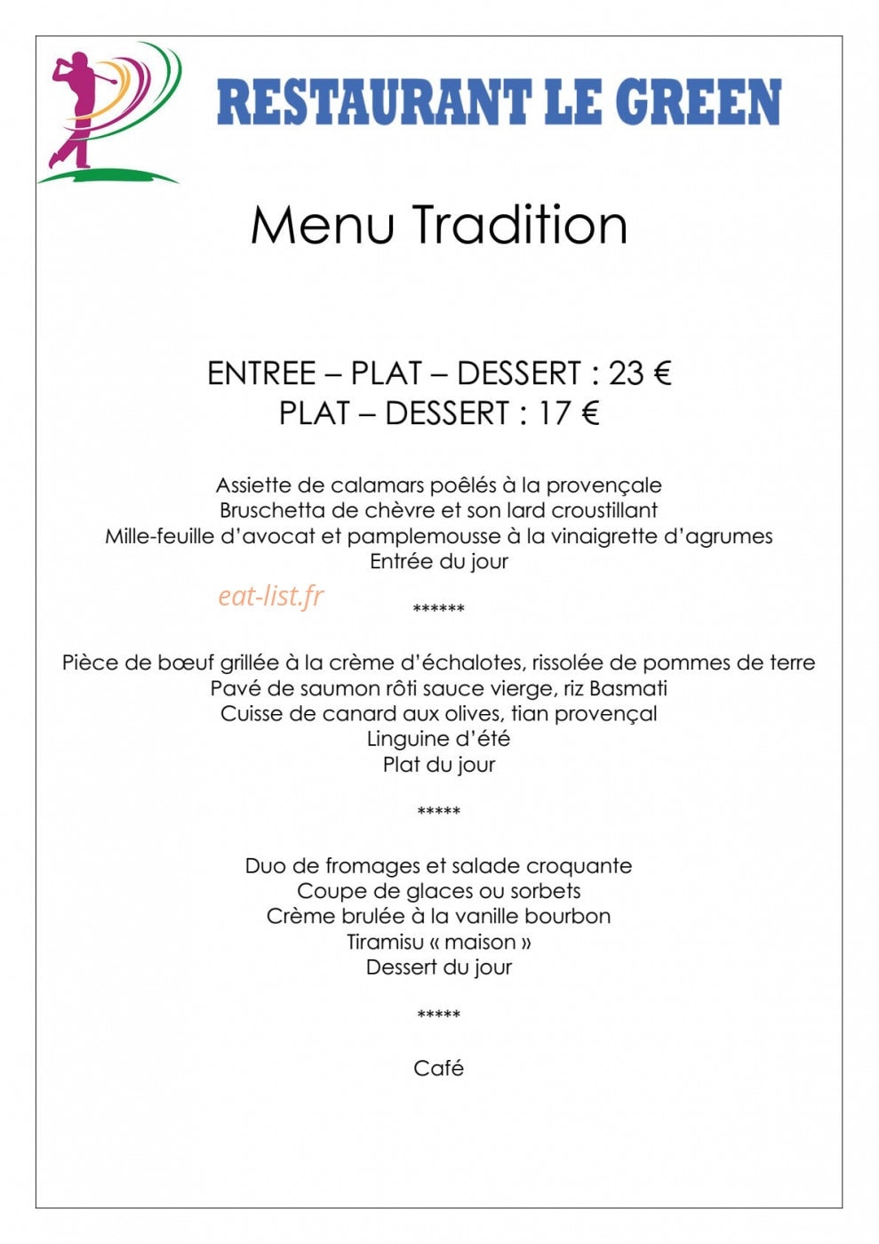 Golf Park Hotel — carte page 4