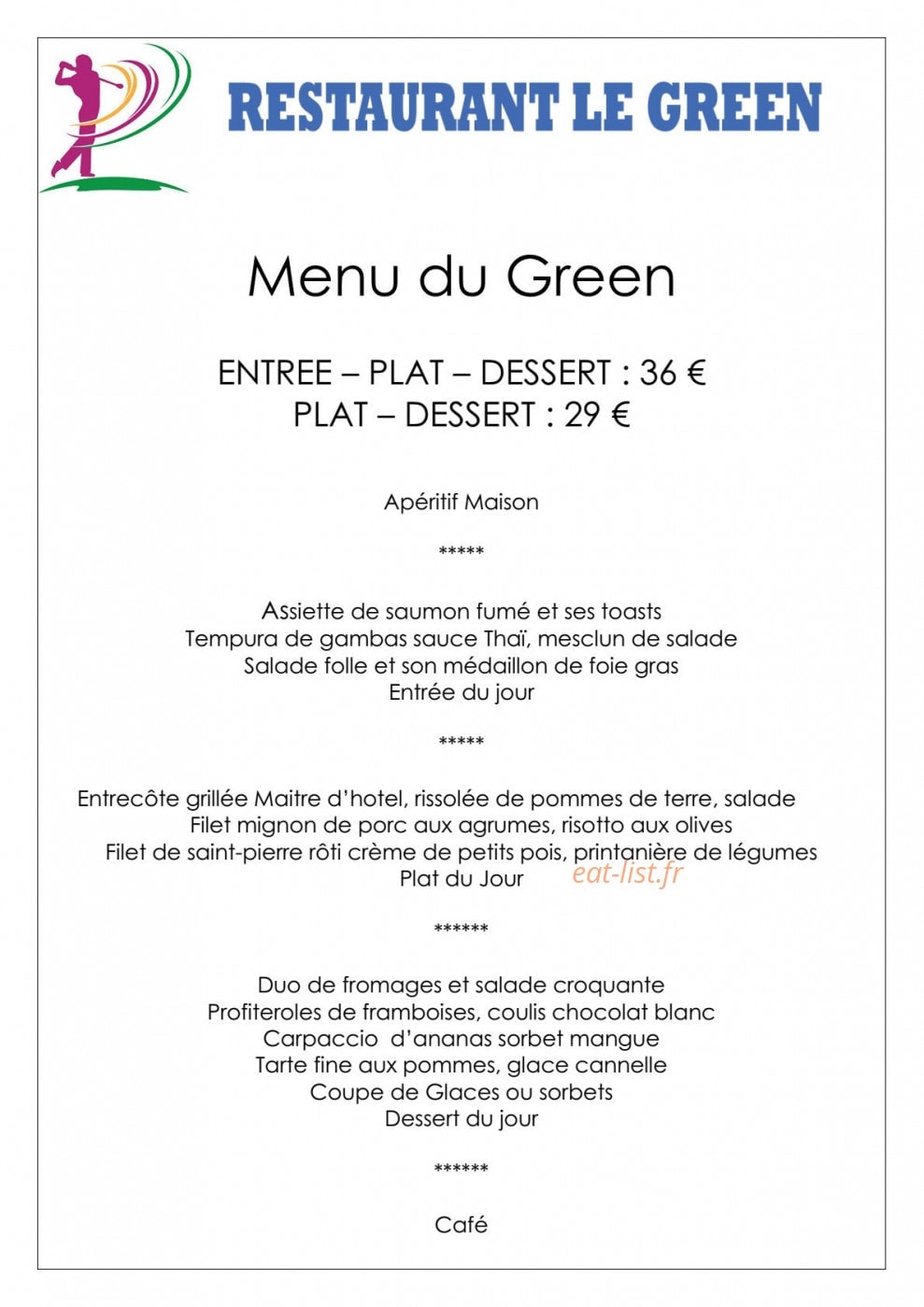 Golf Park Hotel — carte page 5