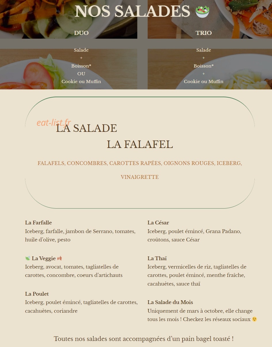 Green Bagel Café — carte page 2