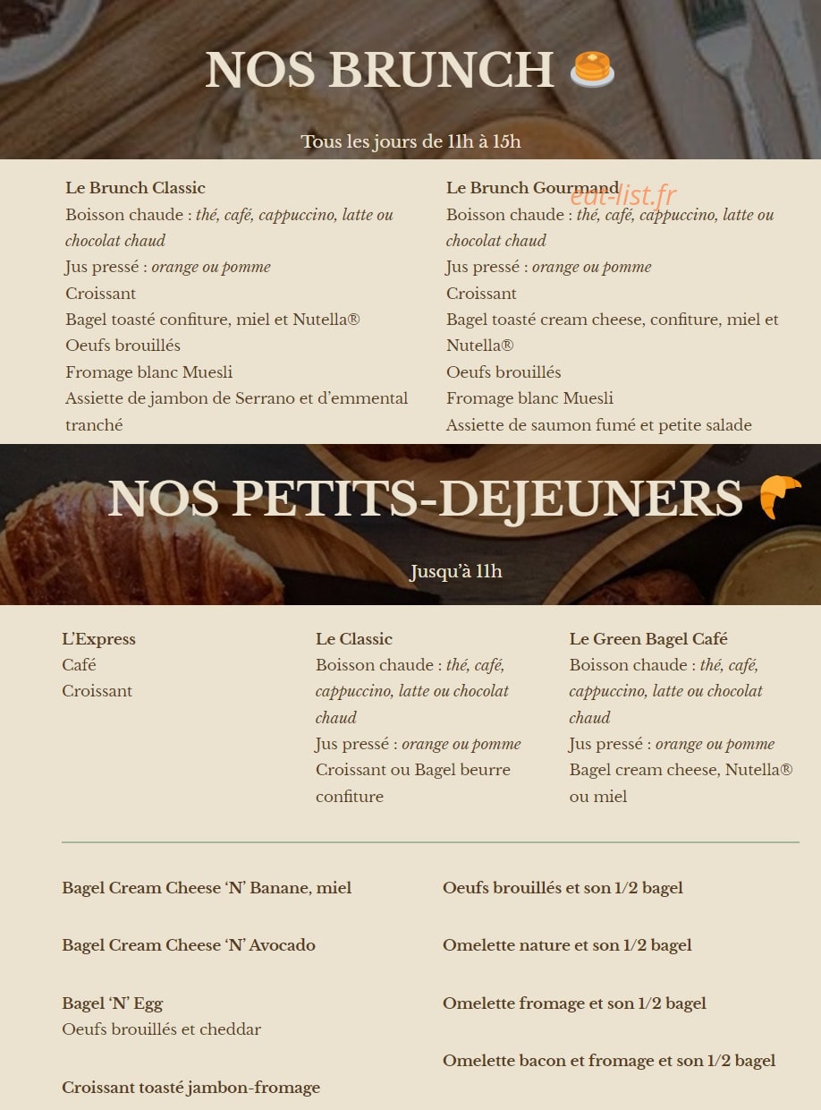 Green Bagel Café — carte page 4