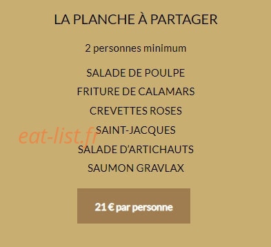 Carte et menu de La Brocherie à Mandelieu la Napoule — La planche à partager