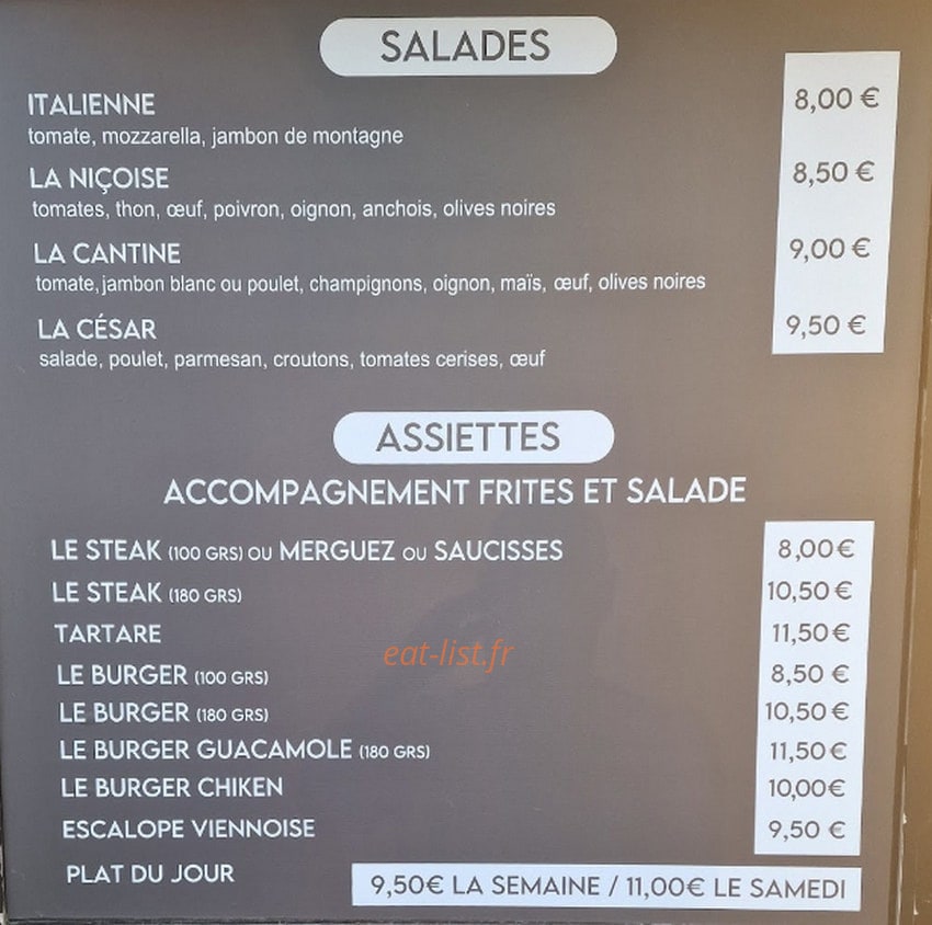 La Cantine — carte page 1