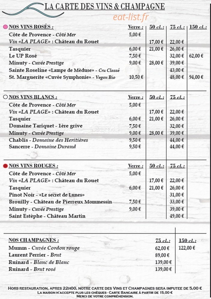 La Plage — carte page 9