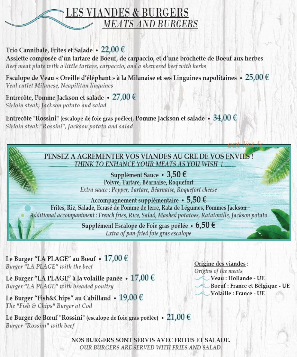La Plage — carte page 1