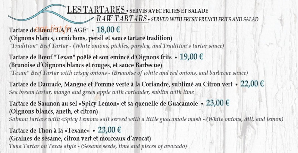 La Plage — carte page 3