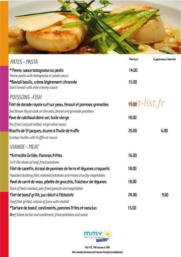 La Table du Lac — carte page 3