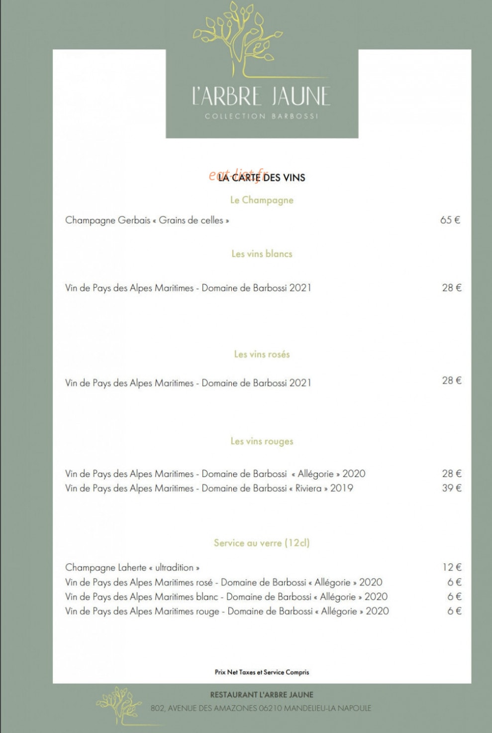 Le Bistrot de L'Oasis — carte page 4
