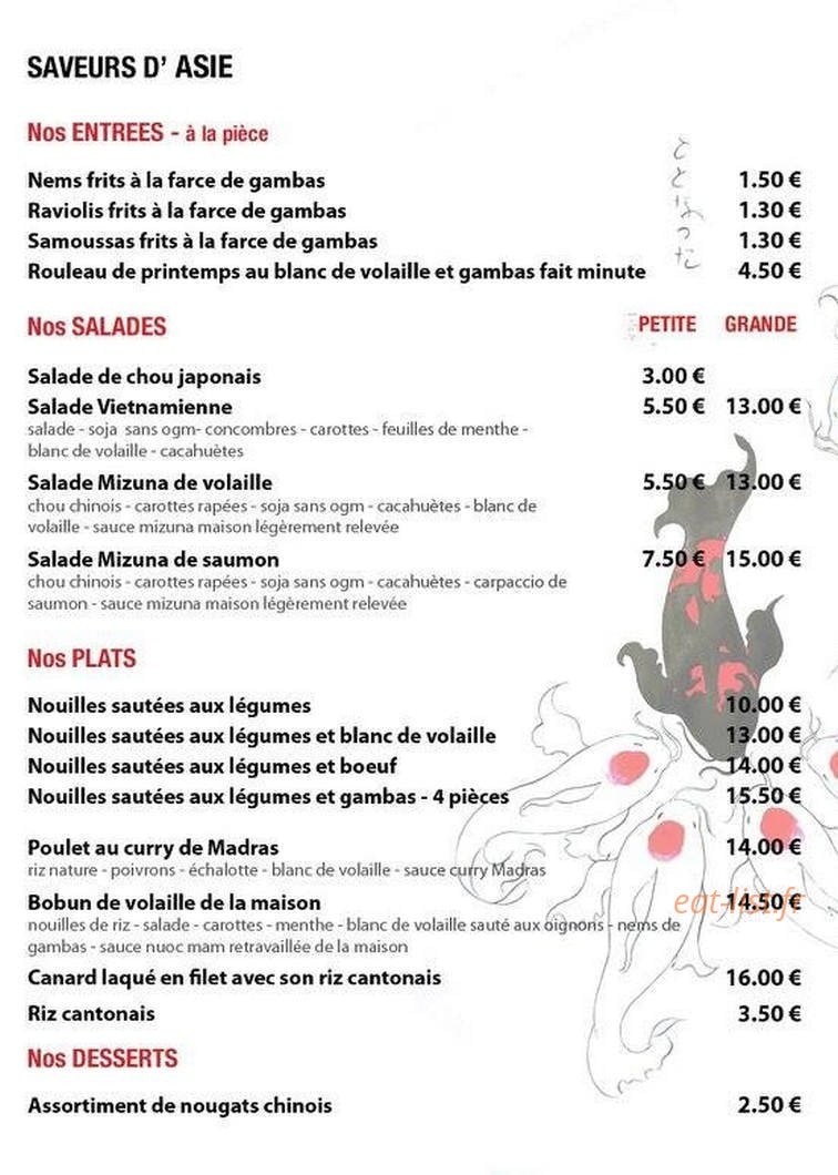 Le Mizuna — carte page 1