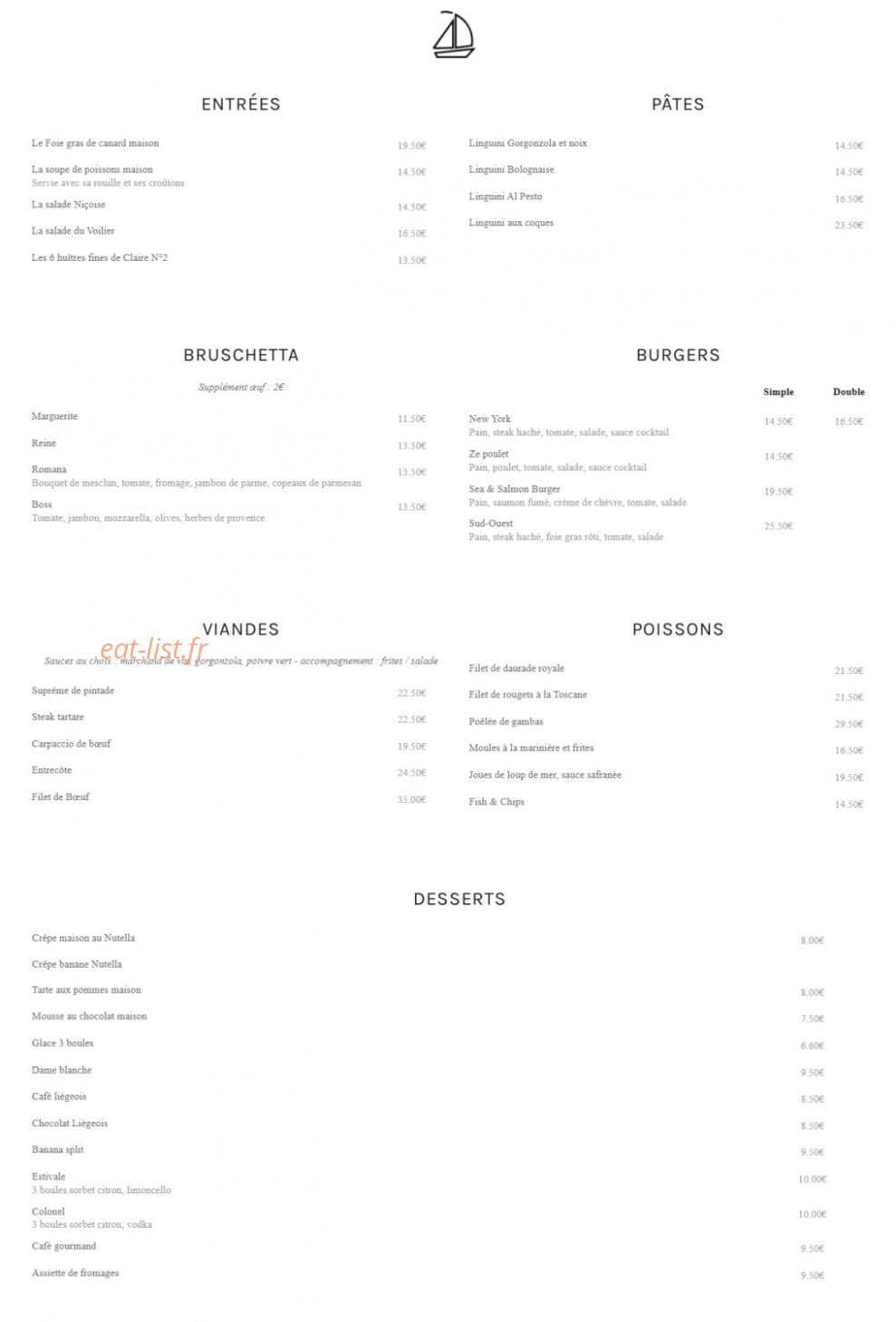 Le Voilier — carte page 1