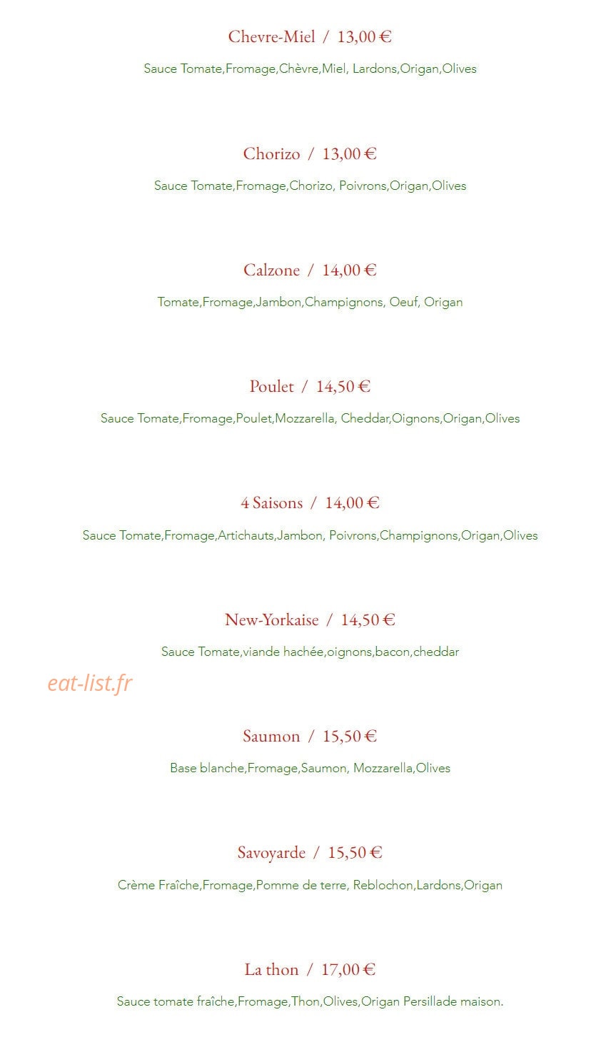 Lombardi's Pizza — carte page 3