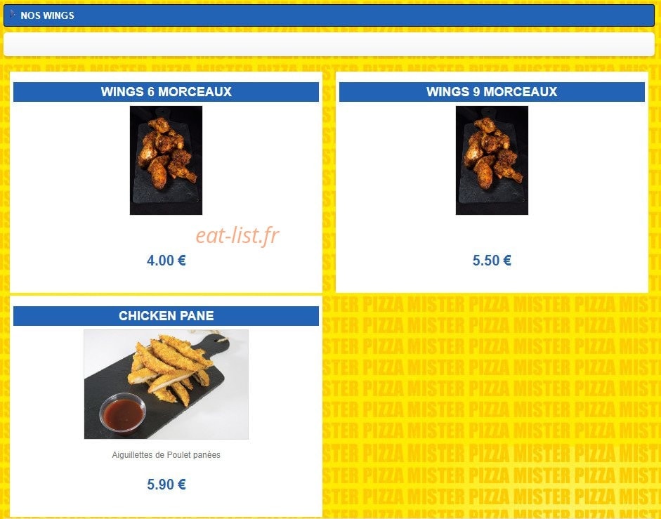 Mister Pizza — carte page 9