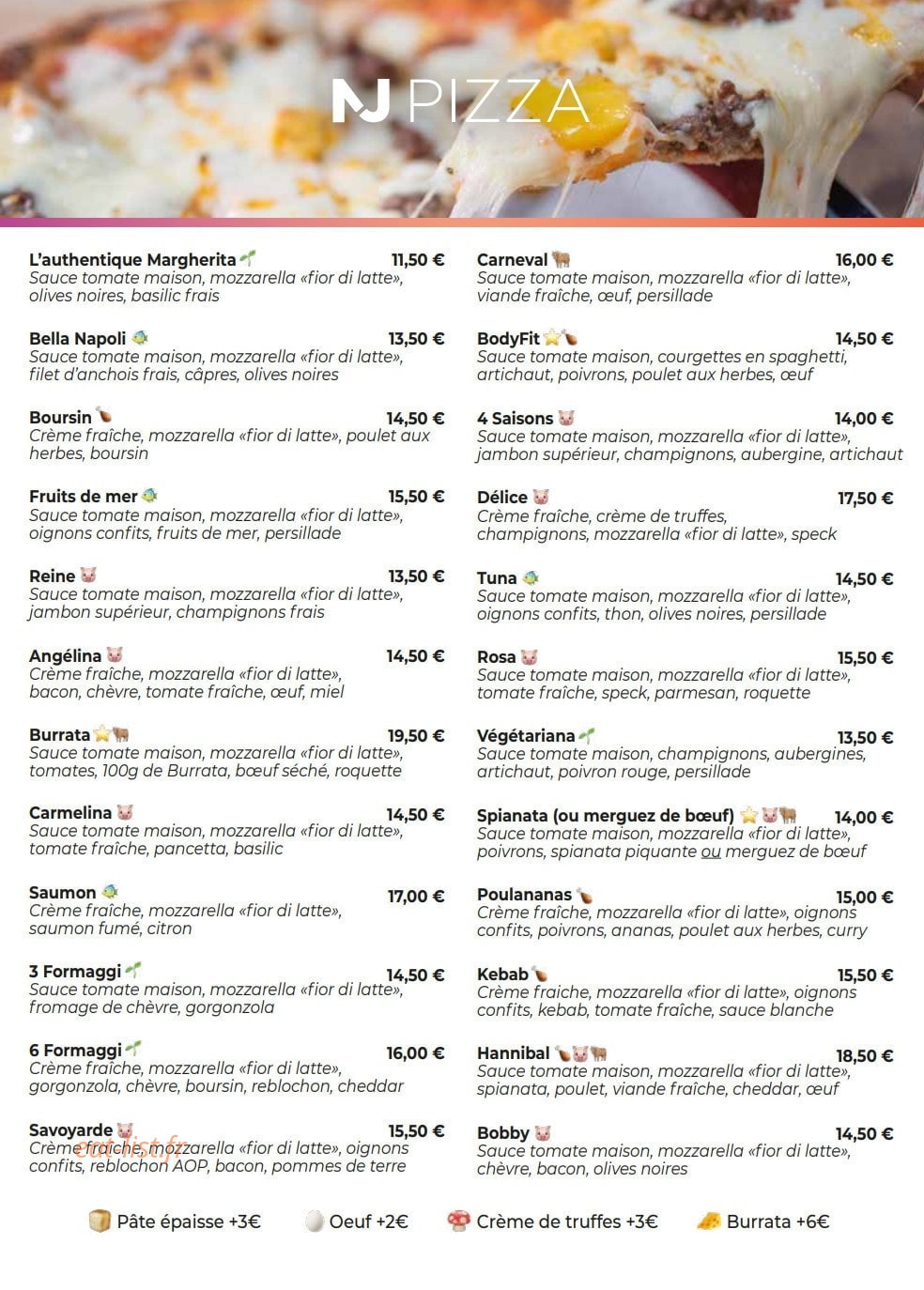 NJ Pizza — carte page 5