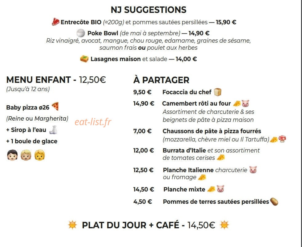 NJ Pizza — carte page 2