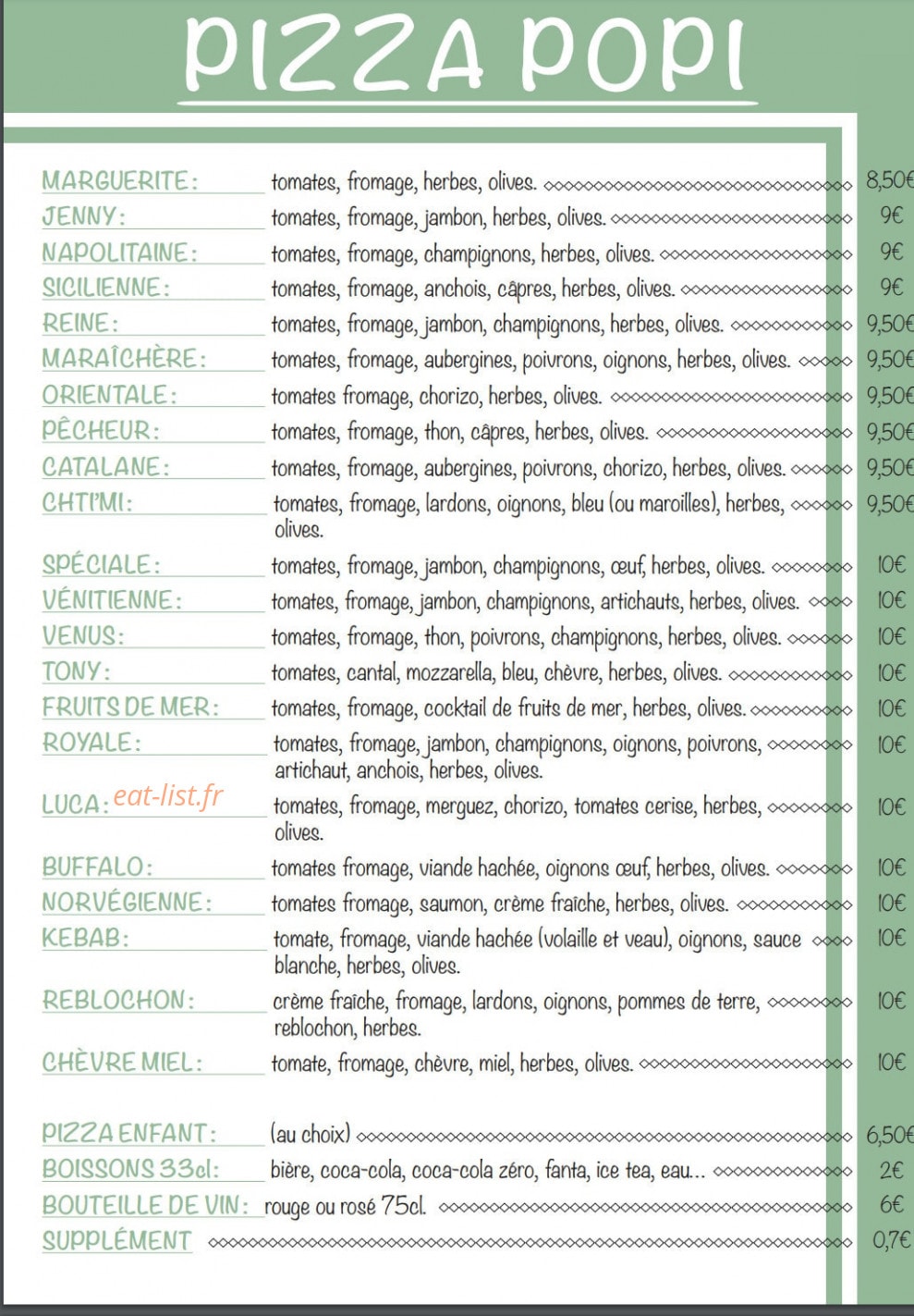 Pizza Popi — carte page 2