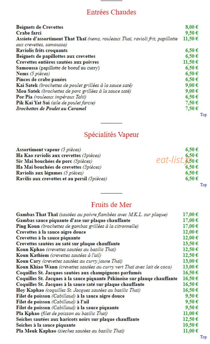That Thaï — carte page 5