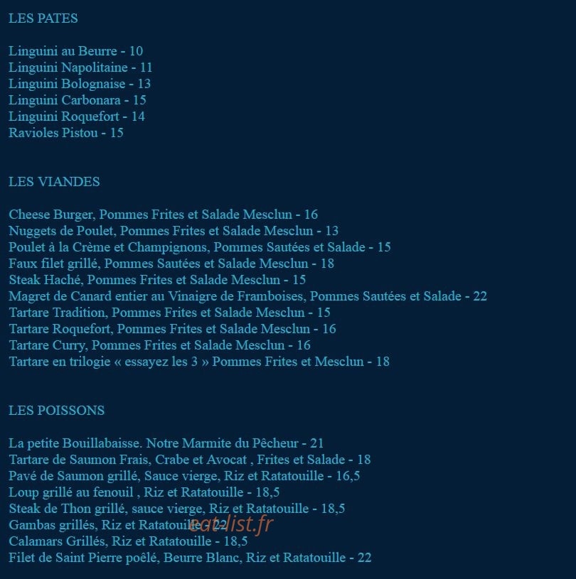 Le Café Bleu — carte page 2