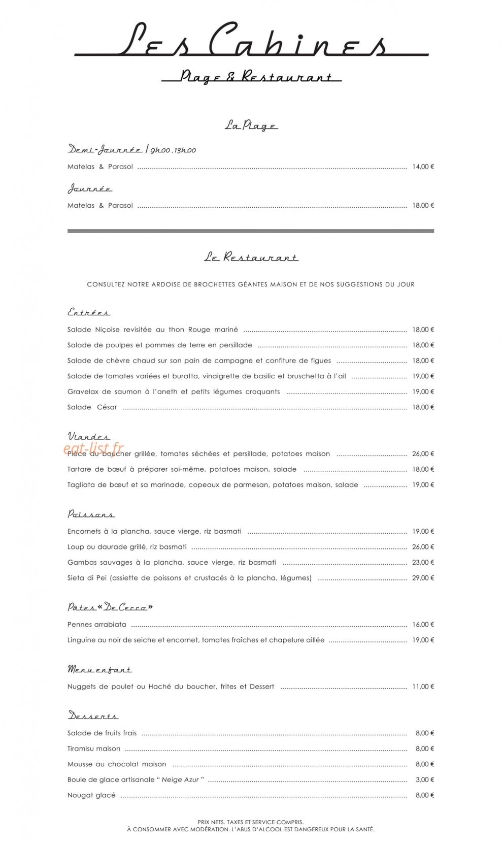 Les Cabines — carte page 1
