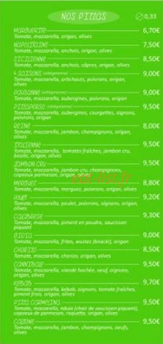 Pizza carmelina — carte page 2