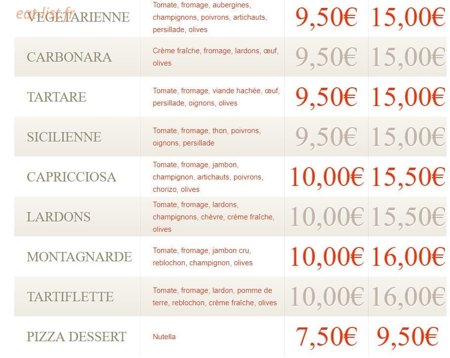 Pizza Nino! — carte page 2