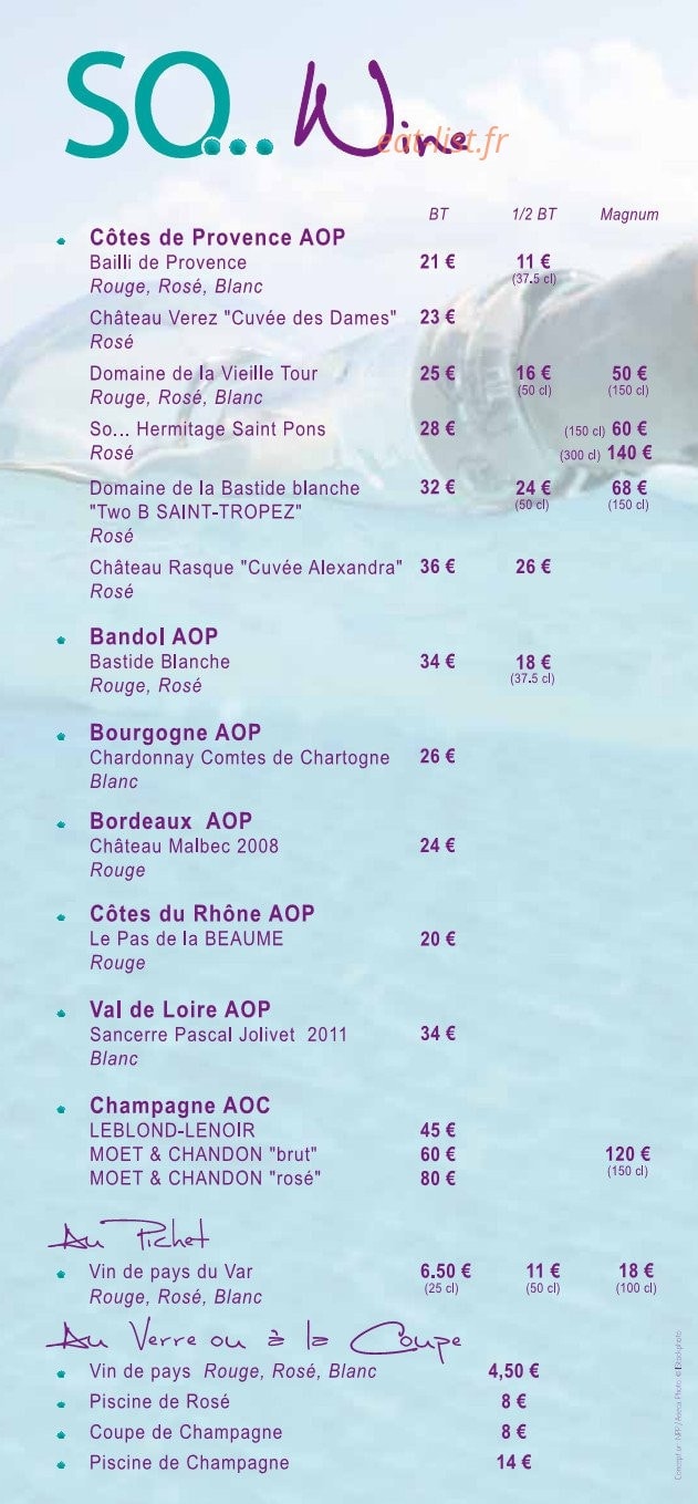 So Beach — carte page 12