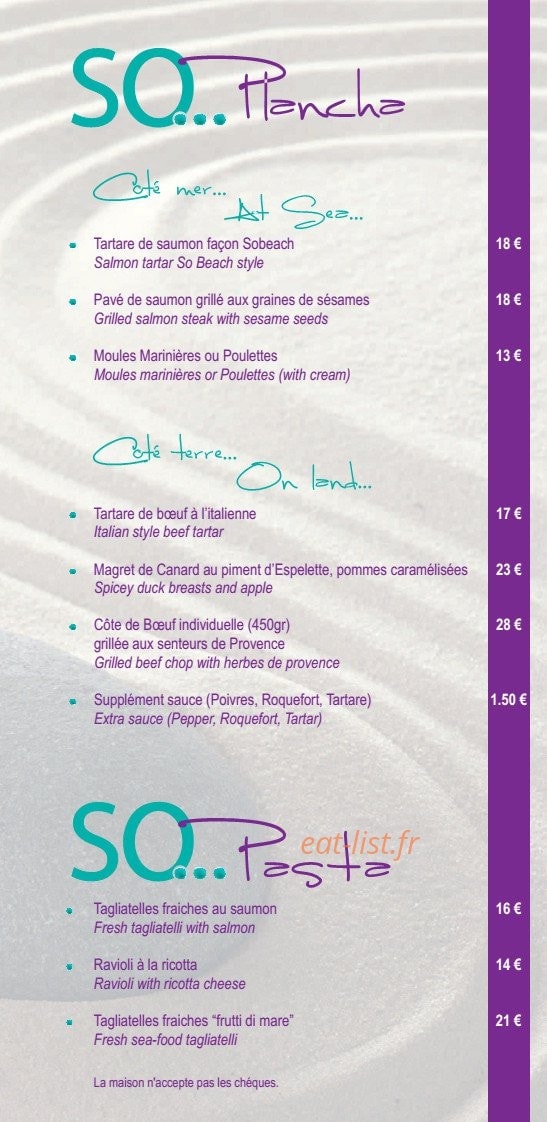 So Beach — carte page 3