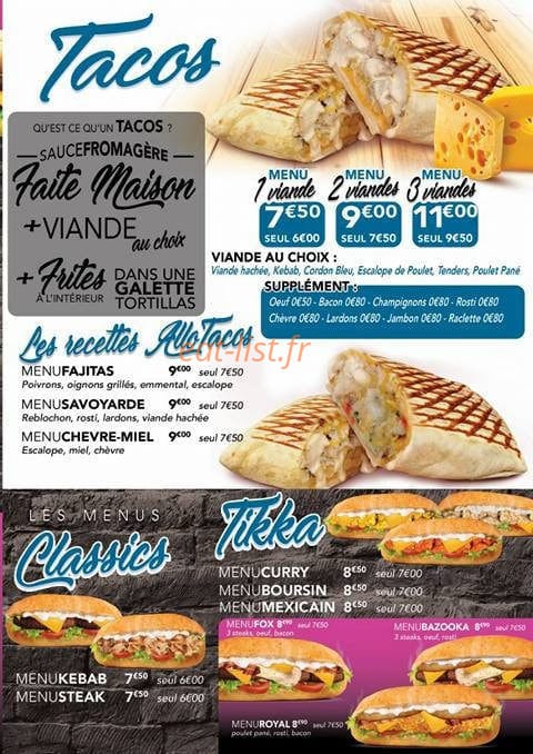 Allo Tacos — carte page 3