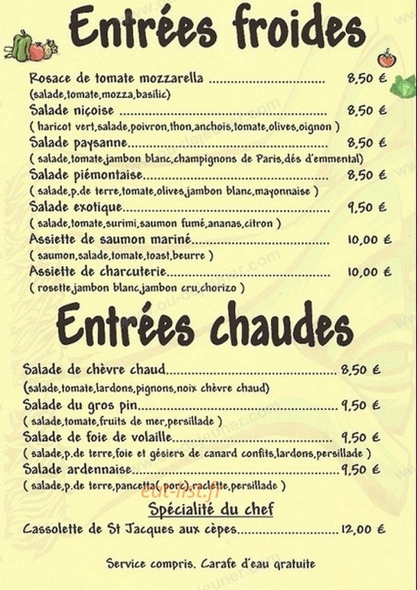 Auberge du Gros Pin — carte page 3
