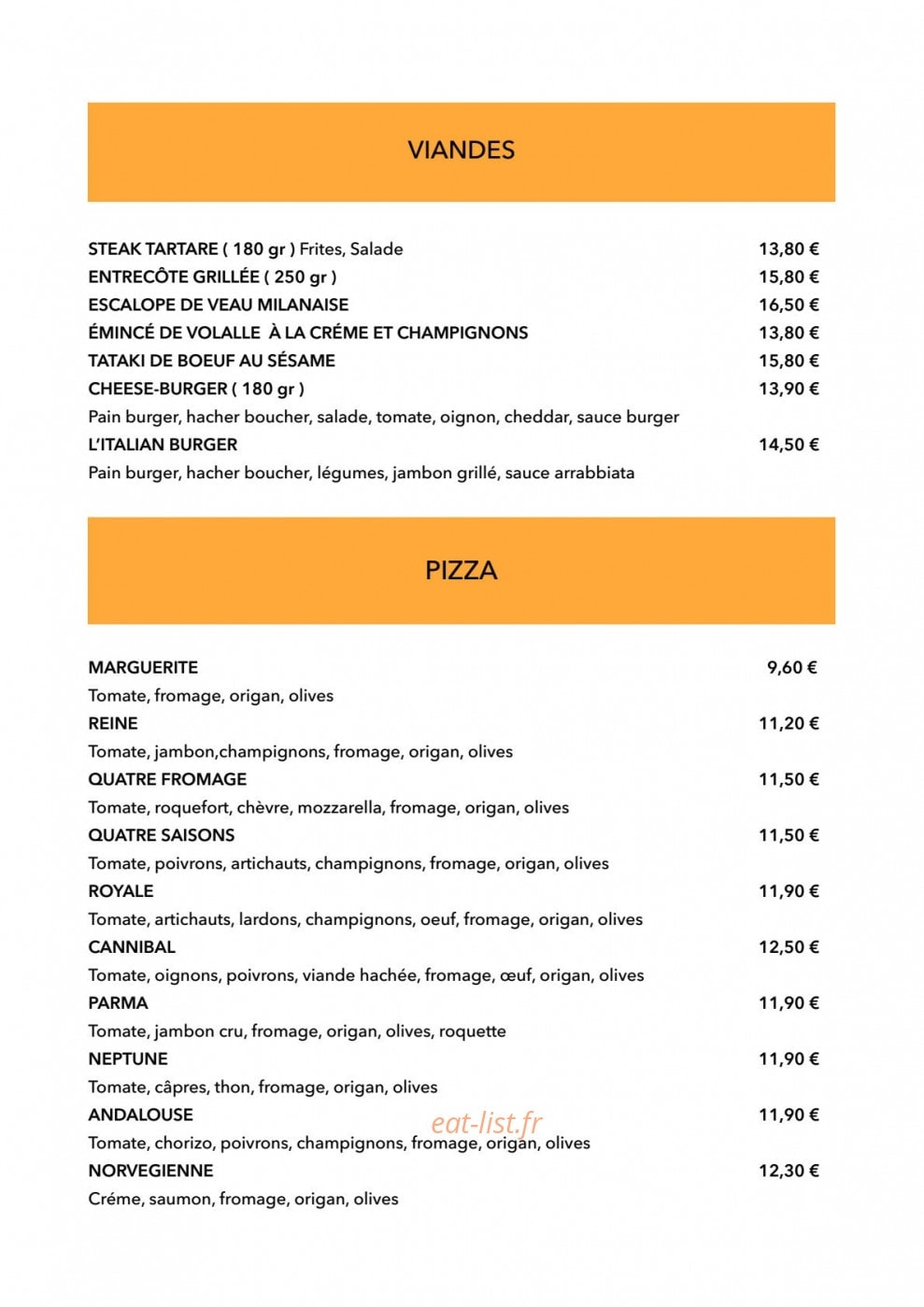 Café des Potiers — carte page 2