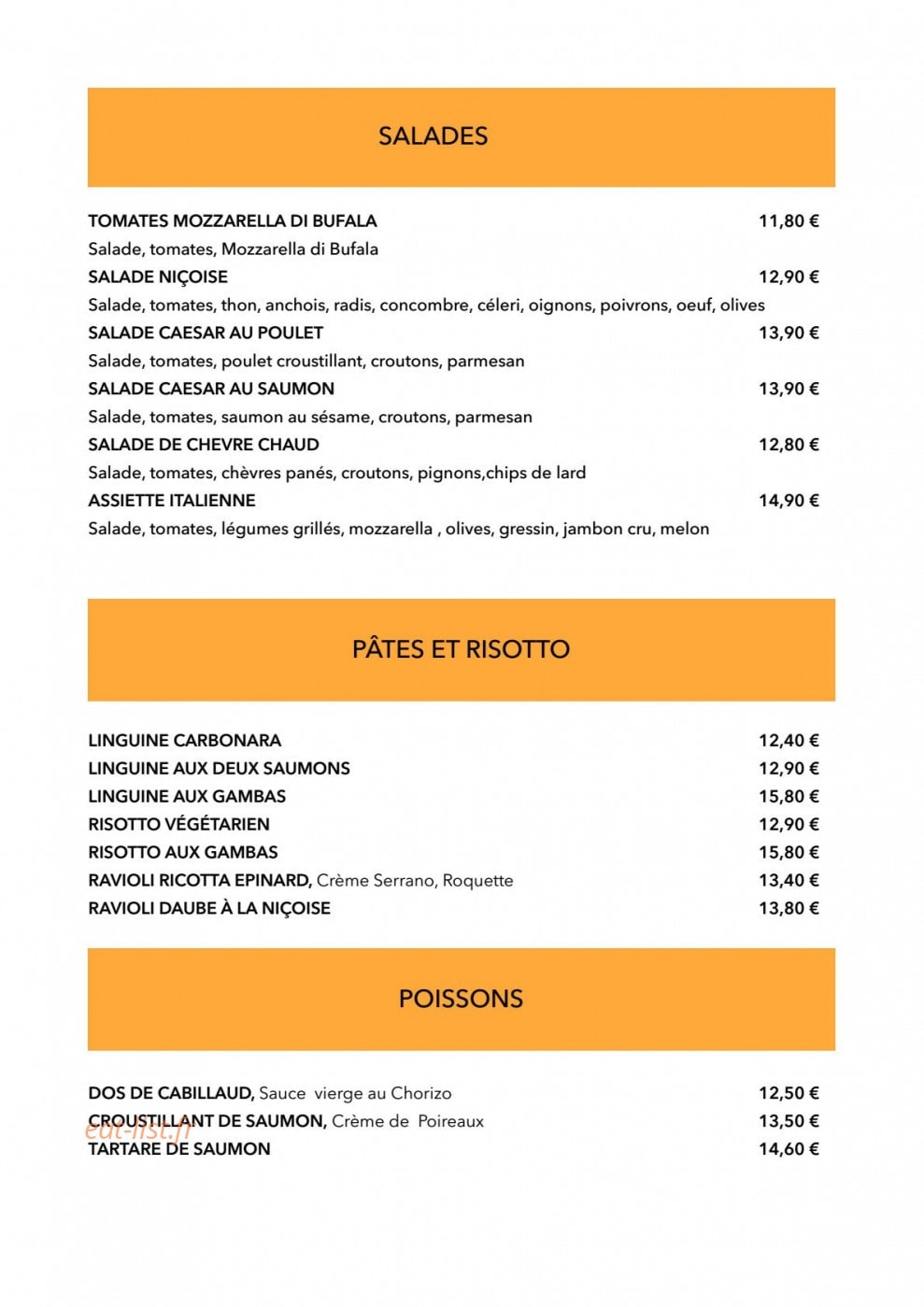 Café des Potiers — carte page 1