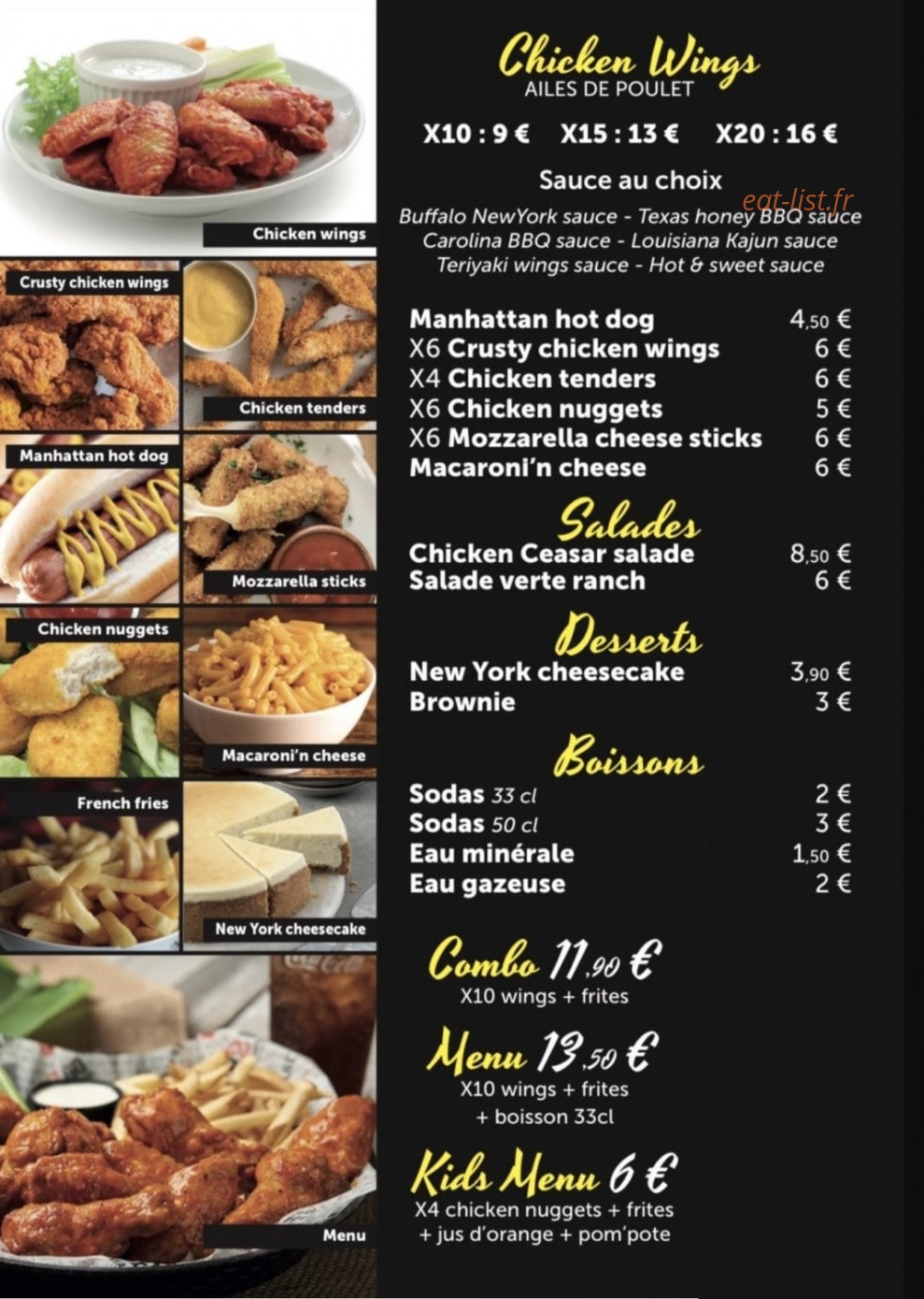Chicken Wings — carte page 1