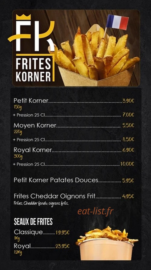 Frites Korner — carte page 1