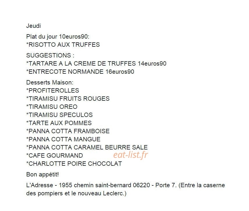 L'Adresse — carte page 1