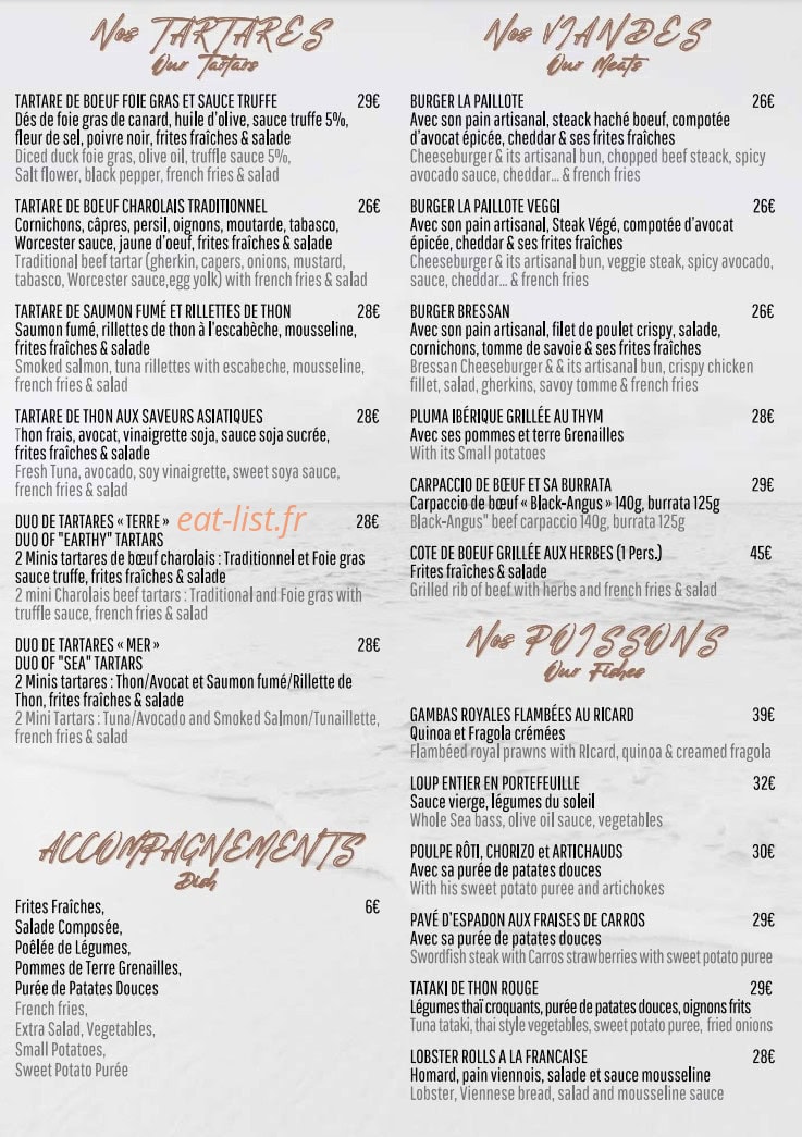 La Paillote Blanche — carte page 3
